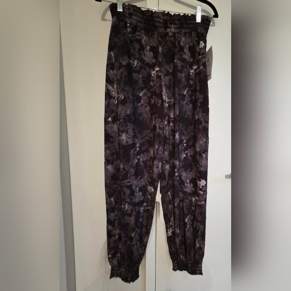 Athleta Black Floral Jogger Pants